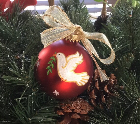 Handpainted "Peace" Glass Ornament - Christmas Ornament