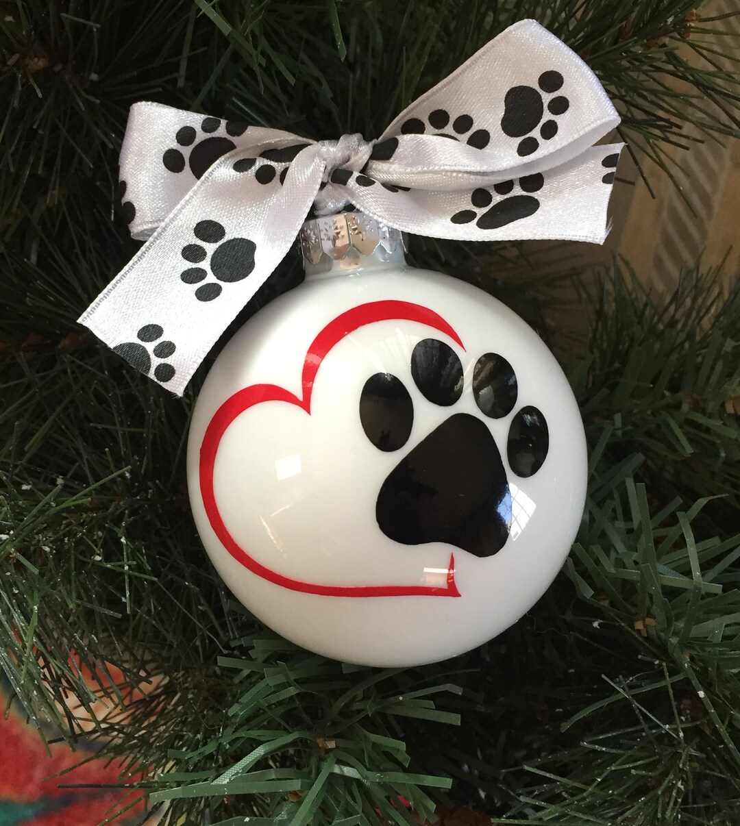 Personalized Paw Print Christmas Ornament: Dog or Cat Memorial - Etsy