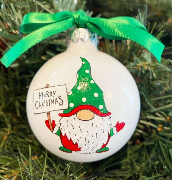 Personalized Hand Painted Christmas Gnome Ornament