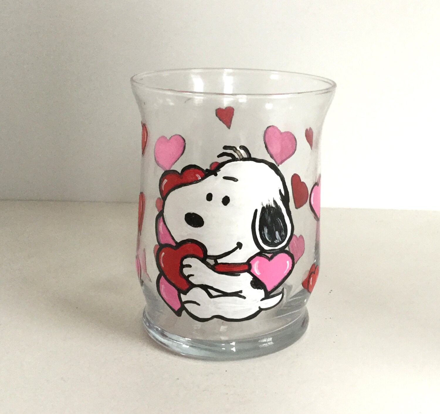 Hand Painted Puppy Glass Candle Holder Valentine's Day Gift