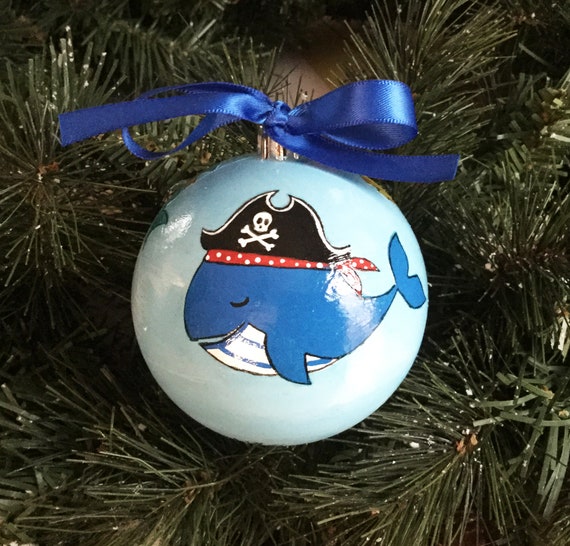 Personalized Hand Painted Pirate Sea Life Shatterproof Christmas Ornament