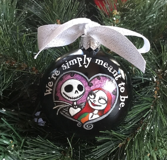 Personalized Glass Wedding Ornament - Wedding Gift - Nightmare Before Christmas Ornament - Jack and Sally Ornament Heart