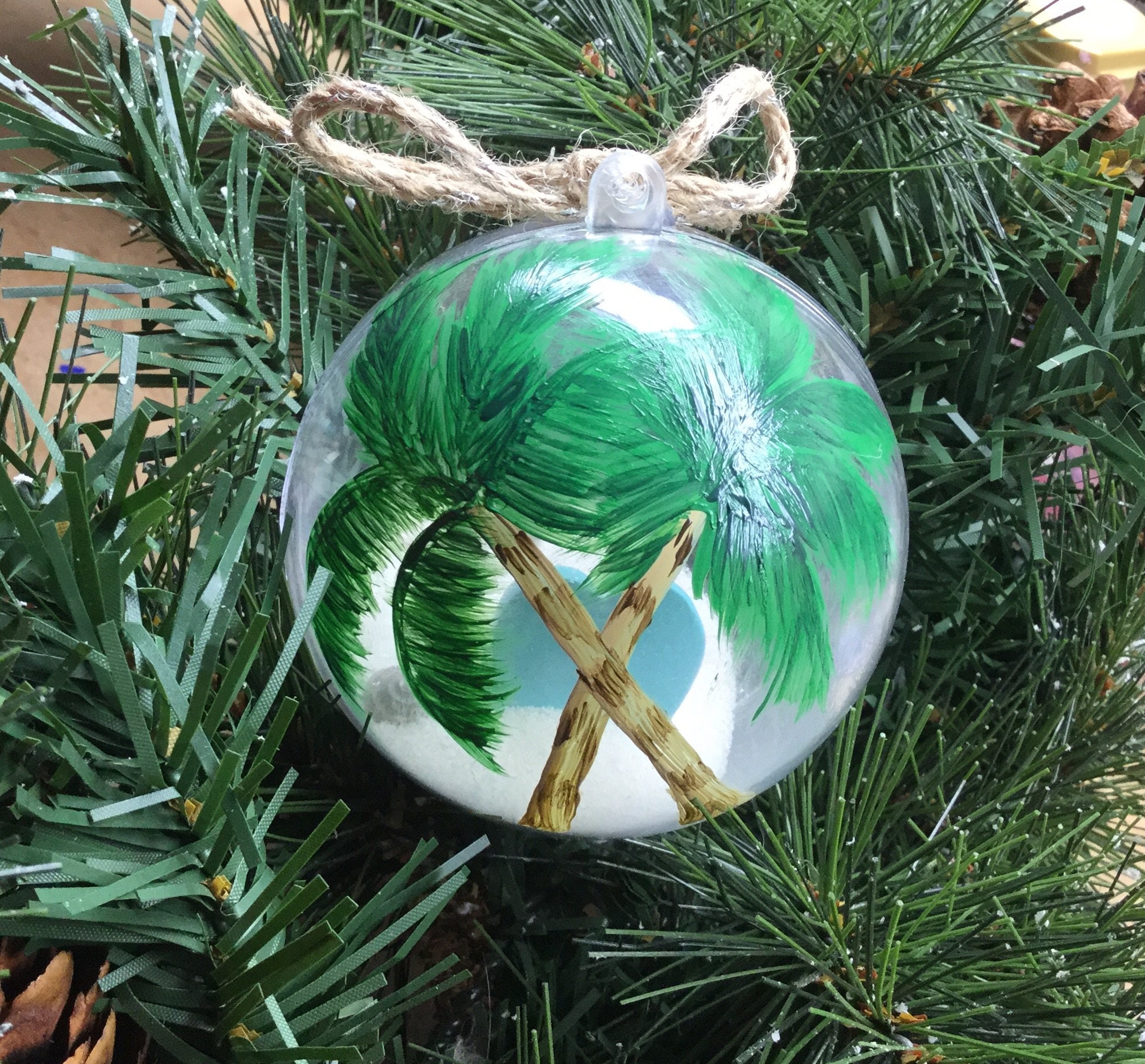 Personalized Beach Ornament Sand and Seashell Ornament Flip Flops