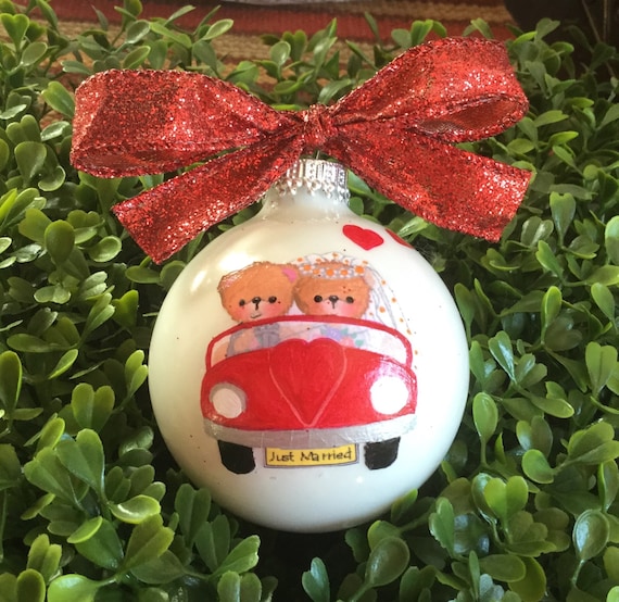 Personalized Wedding Gift - Christmas Ornament - Just Married - Anniversary Gift - First Christmas Together
