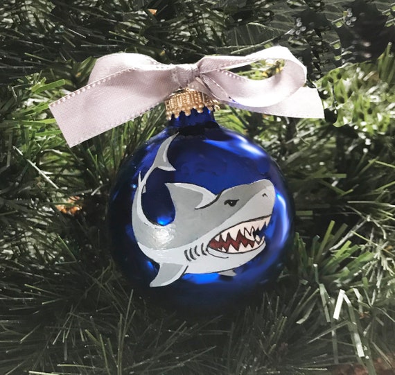 Personalized Hand Painted Shark Christmas Ornament