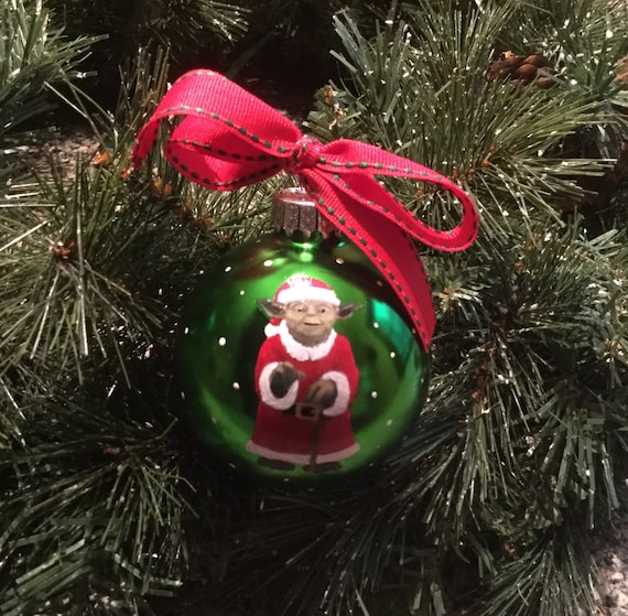 Personalized Santa Yoda Inspired Christmas Ornament