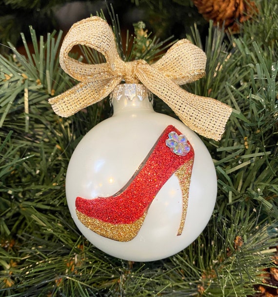 Personalized High Heel Glass Ornament