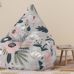 Large Bean Bag Chair Cover - Unique & Pretty Floral Print - Great for reading and lounging, Filling NOT included - Free U.S. Shipping!
