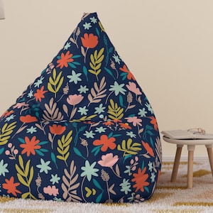 Large Bean Bag Chair Cover - Unique & Pretty Floral Print - Great for reading and lounging, Filling NOT included - Free U.S. Shipping!