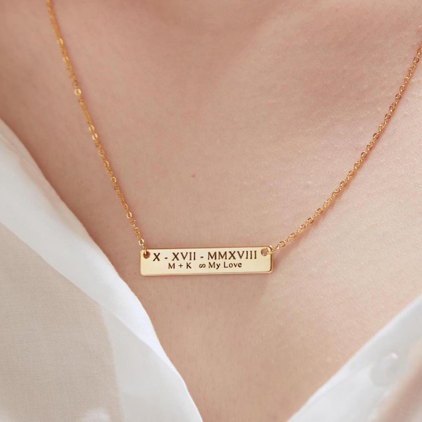 Personalized Bar Necklaces for Women Unique Birthday Gift Custom Best Friend Engraved Friendship Gifts Name Gold Necklace