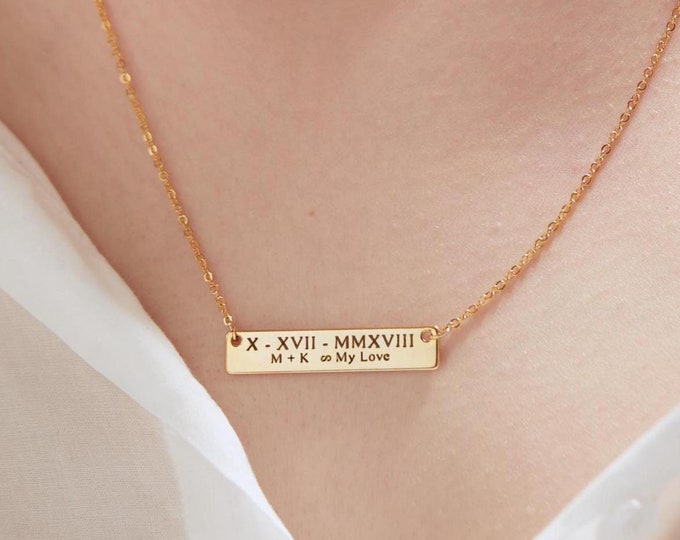 Personalized Bar Necklaces for Women Unique Birthday Gift Custom Best Friend Engraved Friendship Gifts Name Gold Necklace