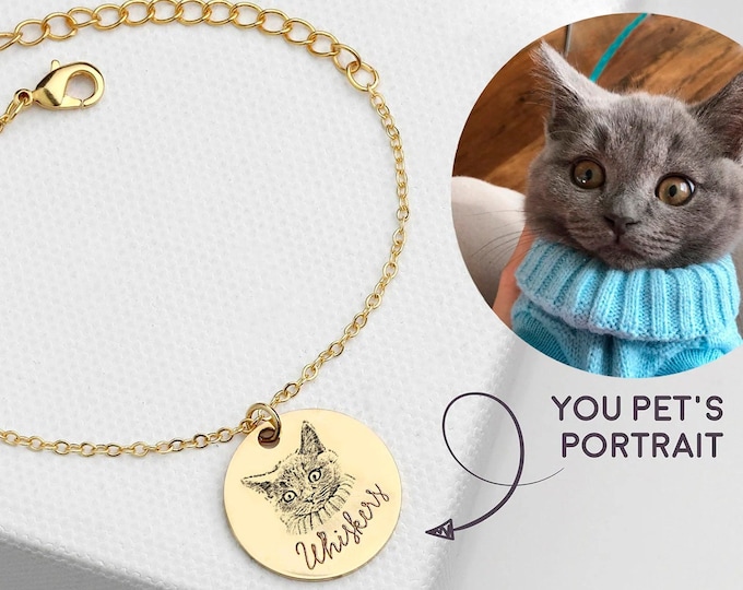 Custom Pet Portrait Bracelet Pet Gift Dog Memorial Bracelet for Cat Mom Animal Lover Gift for Women Pet Loss Personalized Gift