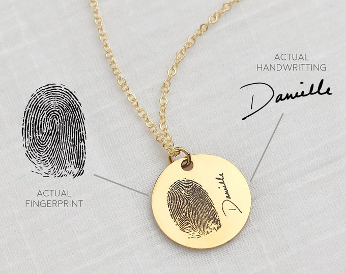 Fingerprint Necklace Custom Handwriting Necklace Unique Mother's Day Gift Personalized Graduation Gift Custom Engraved Necklace Gift For Her