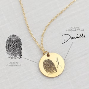 Fingerprint Necklace Custom Handwriting Necklace Unique Mother's Day Gift Personalized Graduation Gift Custom Engraved Necklace Gift For Her