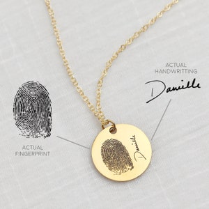 Fingerprint Necklace Custom Handwriting Necklace Unique Gift for Mom Personalized Graduation Gift Custom Engraved Necklace Gift For Her