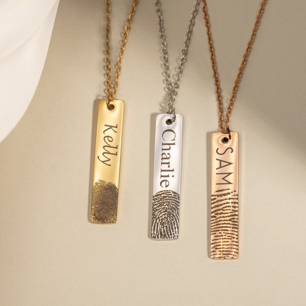 Fingerprint Personalized Necklace Baby Thumbprint Jewelry Couples Matching Necklace Couple Fall Jewelry Anniversary Gift for Boyfriend