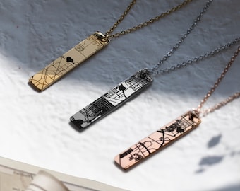 Personalized Map Necklace Long Distance Friends Jewelry Couples Matching Necklace Couple Fall Jewelry Anniversary Gift for Boyfriend