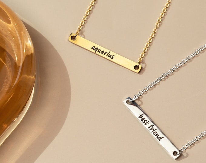 Best Friend Personalized Necklace Custom Bar Necklace Birthday Gift for Her Necklace Personalized Jewelry Bar Necklace Customized