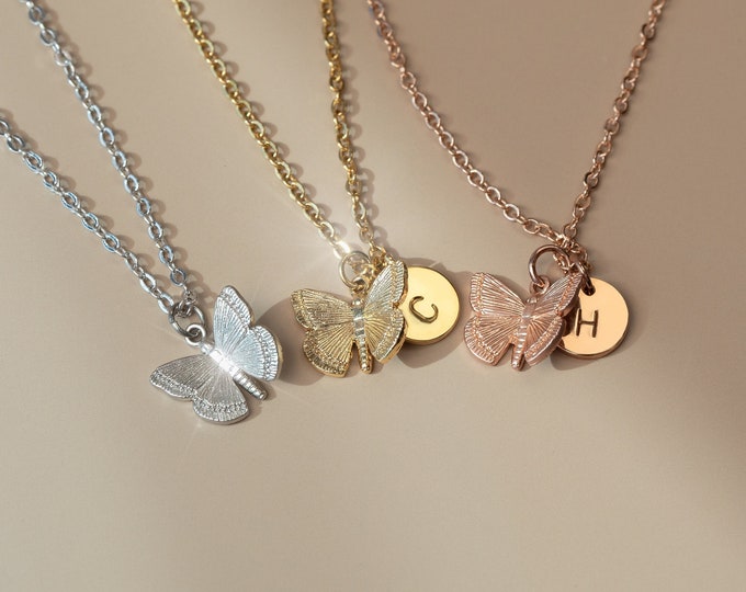 Personalized Initial Butterfly Necklace Butterfly Jewelry for Kid Teenager Flower Girl Baby Girl Gift Custom Initial Birthday Gift For Her