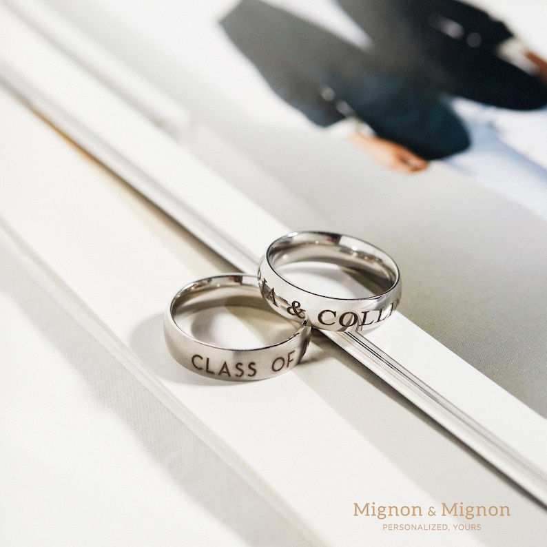 Personalized Engraved Ring Fathers Day Gift from Son Daughter Gift for Boyfriend Custom Matching Rings Dad Birthday Papa Gifts Unique image 5