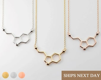 Serotonin Molecule Necklaces Unique Jewelry  for Women Birthday Gift Science Dopamine Chemistry Gifts for Her Dainty Necklace for Her -MSN