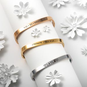 Rectangle Bangle Bracelet Personalized Gifts for Mom Birthday Gift Engraved Cuff Bracelet for Women Stacking Jewelry Name Bracelet