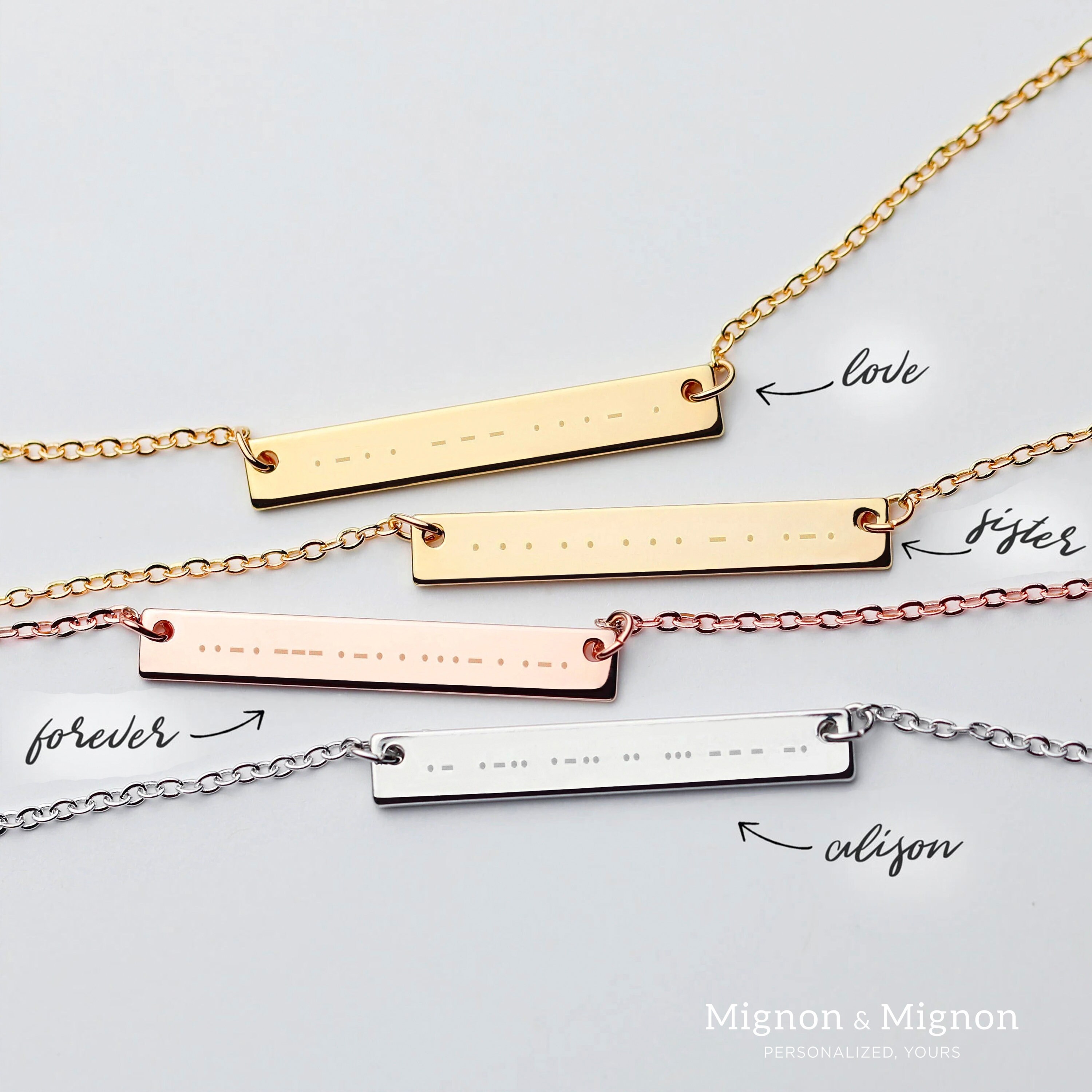 Morse code 2024 sister necklace