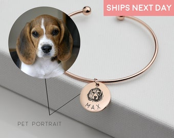 Pet memorial bracelet  Pet memorial jewelry  Dog lover gift  Custom pet portrait Custom pet photo bracelet  Cat lover gift Dog picture