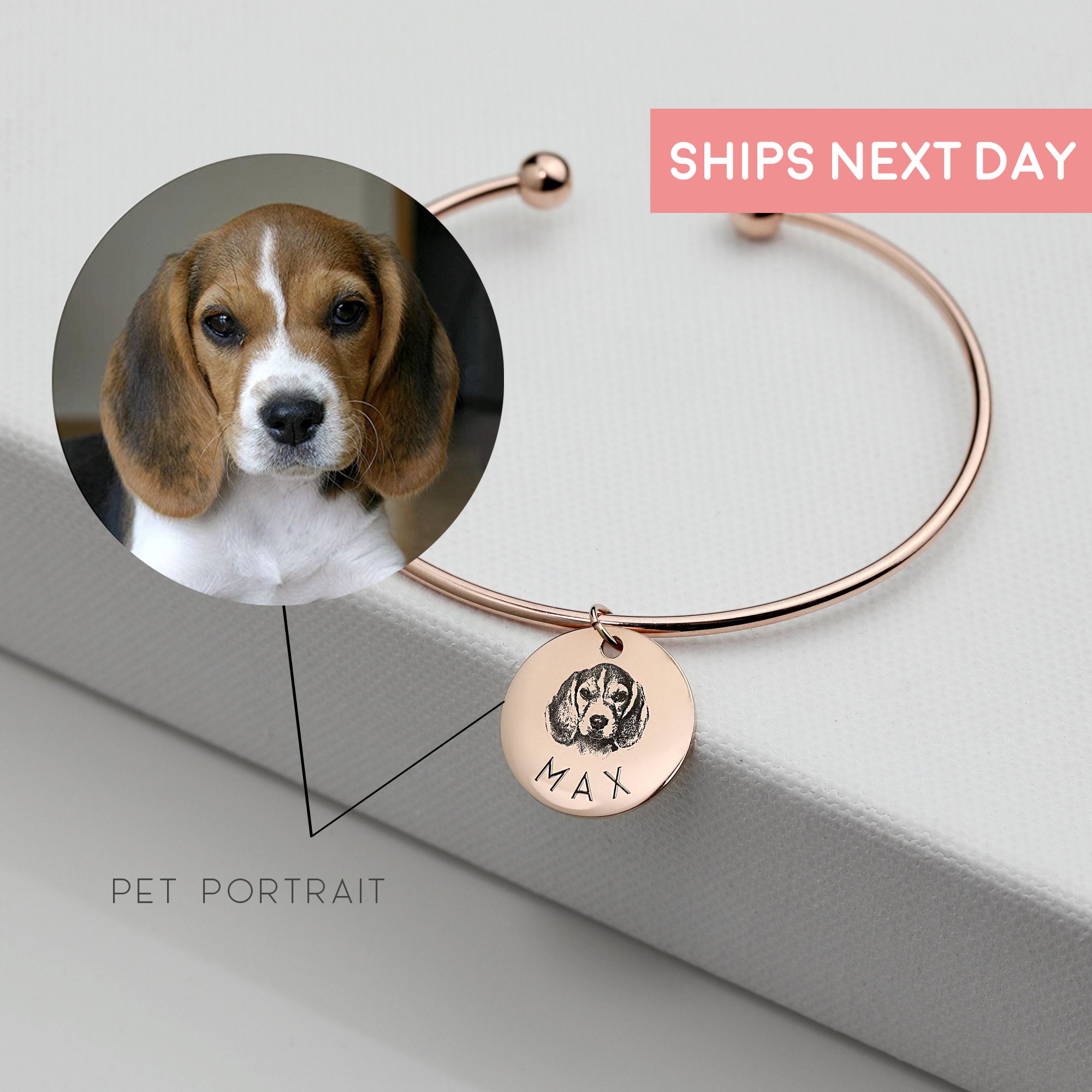 GiftJewelryShop Gold Plated Beagle Dog Bracelet Link Photo Italian Charm