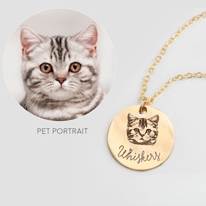 Custom Pet Necklace, Actual Pet Portrait Personalized Jewelry for Women, Handmade Jewelry Gifts, Cat Dog Pet Memorial for Mother's Day Gift