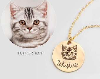 Custom Pet Necklace, Actual Pet Portrait Personalized Jewelry for Women, Handmade Jewelry Gifts, Cat Dog Pet Memorial for Mother's Day Gift