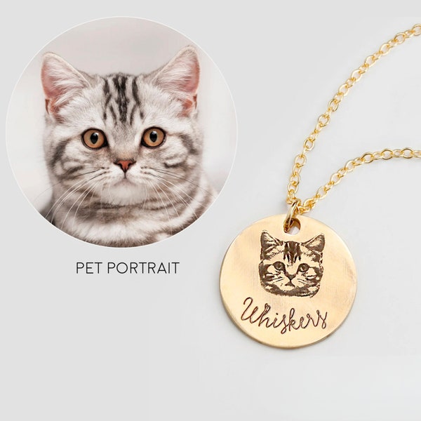 Custom Pet Necklace, Actual Pet Portrait Personalized Jewelry for Women, Handmade Jewelry Gifts, Cat Dog Pet Memorial for Mother's Day Gift