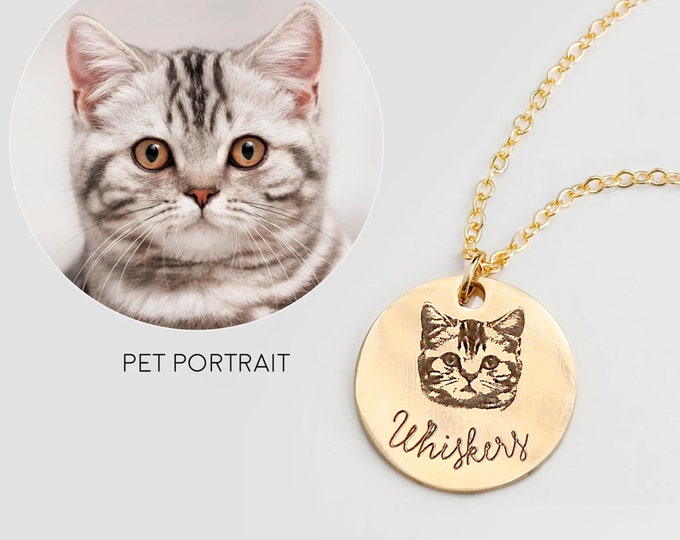 Custom Pet Necklace, Actual Pet Portrait Personalized Jewelry for Women, Handmade Jewelry Gifts, Cat Dog Pet Memorial for Dog Mom