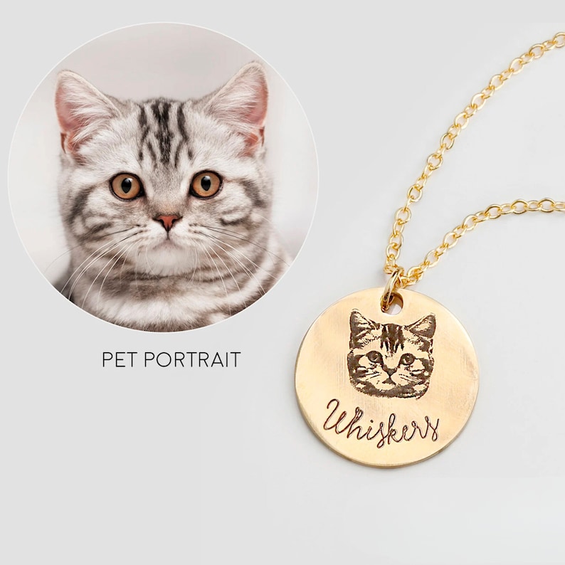 Custom Pet Necklace, Actual Pet Portrait Personalized Jewelry for Women, Handmade Jewelry Gifts, Cat Dog Pet Memorial for Mother's Day Gift image 1