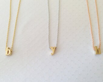 Personalized Initial Necklace, Lower Case Letter Jewelry With Gold, Silver, Rose Gold Chain, Bridesmaid Gift, Graduation Gift - BIN