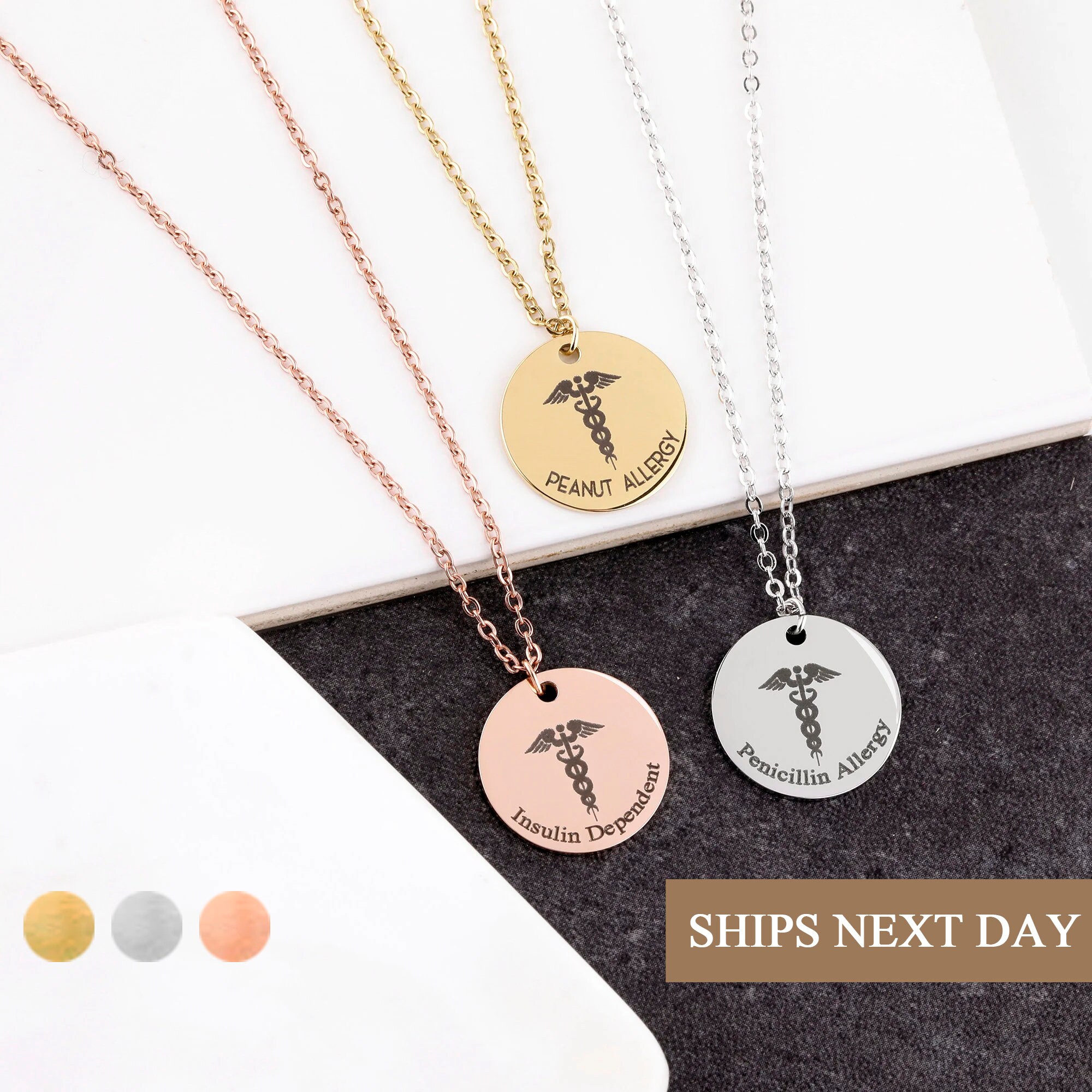 Men Jewelry KEYCHIN Surgical Grade Steel Medical Alert ID Necklace for