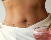 Summer Belly Chain Custom Birthstone Body Chain Waist Personalized Jewelry Garnet Ruby Beach Jewelry for Women Gifts for Her