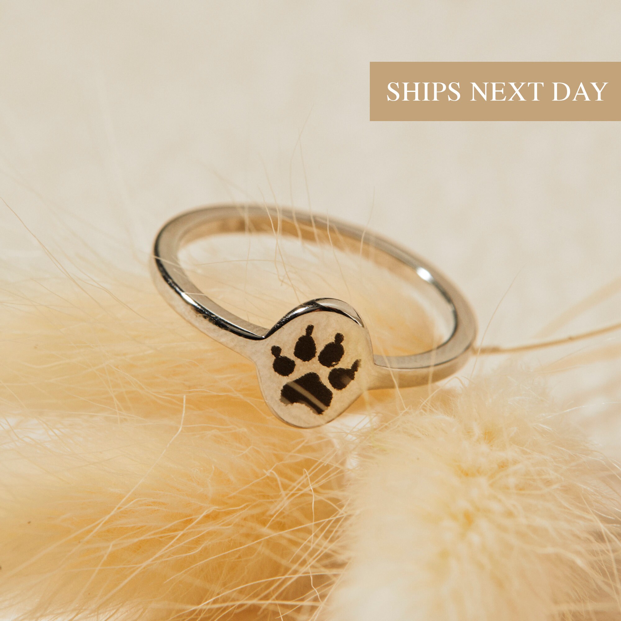 Personalized Ring Custom Pet Paw Print 