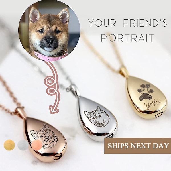 Personalized Cremation Jewelry Pet Ashes Necklace Pet Urn Necklace Dog Mom Memorial Gift for Her Engraved Necklace for Cat Moms