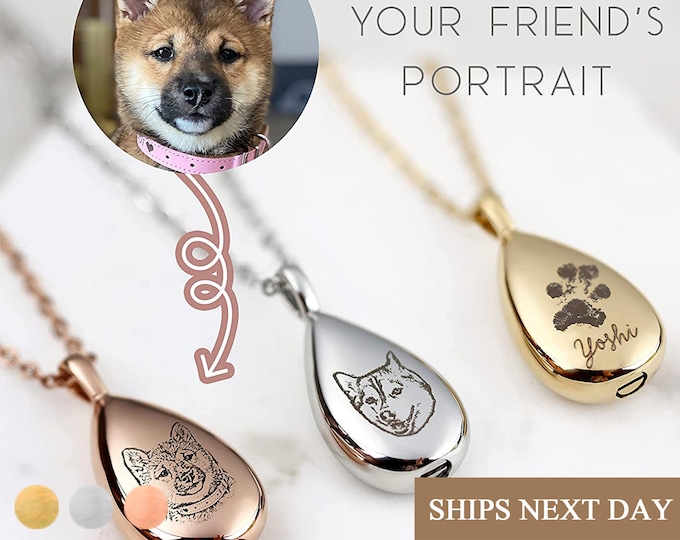 Personalized Cremation Jewelry Pet Ashes Necklace Pet Urn Necklace Dog Mom Memorial Gift for Her Engraved Necklace for Cat Moms