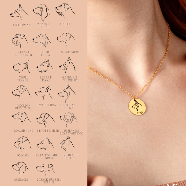 Dog Mom Cat Memorial Jewelry Custom Dog Line Drawing Necklace Pet Loss Gift for Pet Gift for Her Unique Pet Gift for Women Mother's Day Gift image 1