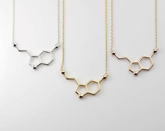 Creative Women Necklace Serotonin Molecule Chemistry Necklaces Jewelry Gift LA Creative Women Necklace Serotonin Molecule Chemistry Necklaces Jewelry Gift LA
