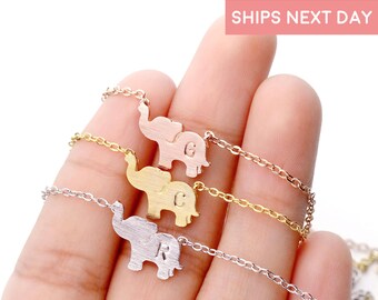 Personalized Elephant Necklace Animal Lover Gift Elephant Jewelry Baby Gift Kids Jewelry Personalized Kids Baby Shower Gift Elephant - SEN
