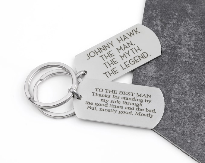 Personalized Dog Tag Key Chain, Engraved Message Gift For Him, Men's Key Chain Gift, Silver Stainless Steel Key Chain, Father's Day Gift