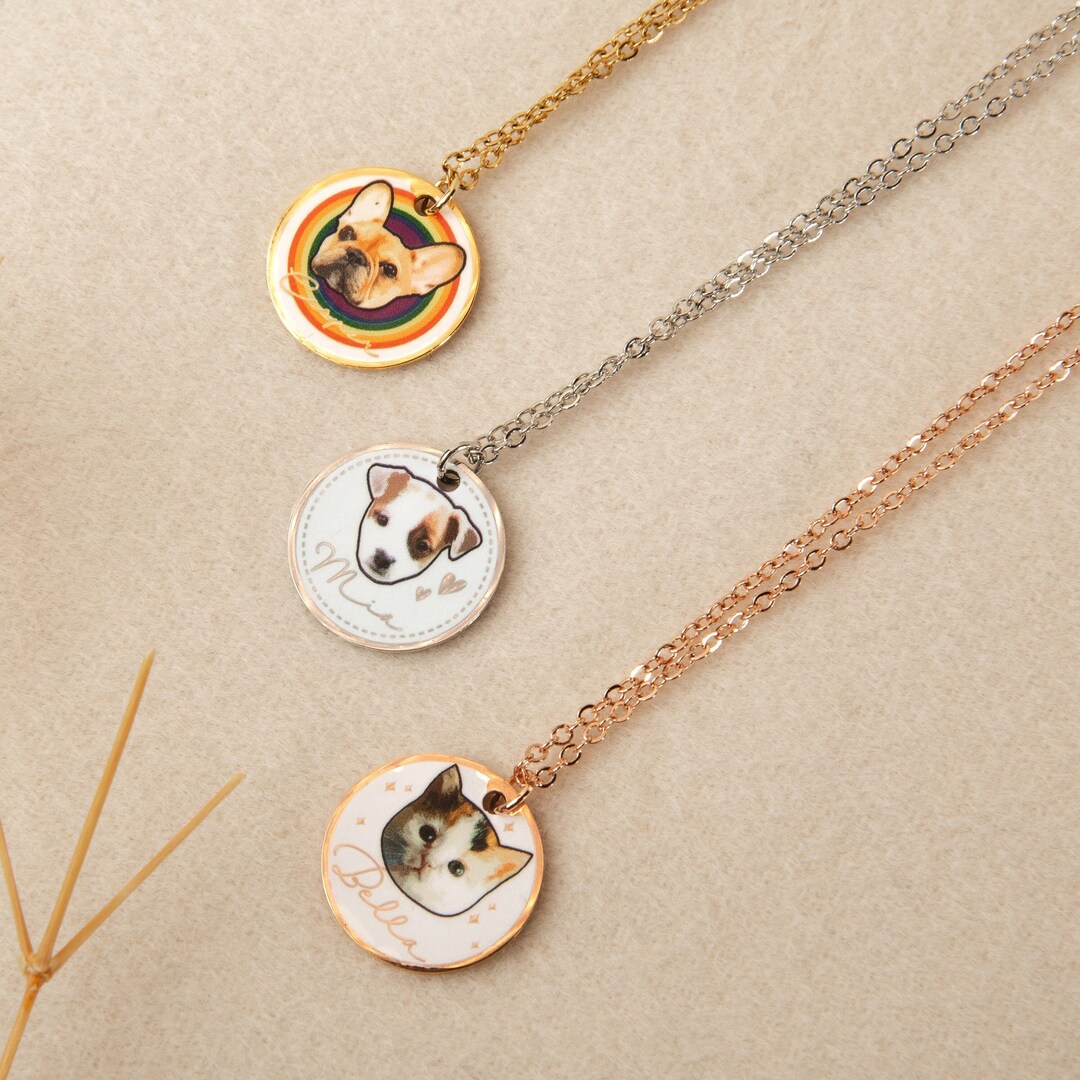 Personalized Pet Portrait Necklace Unique Holiday Gift for Women Pet
