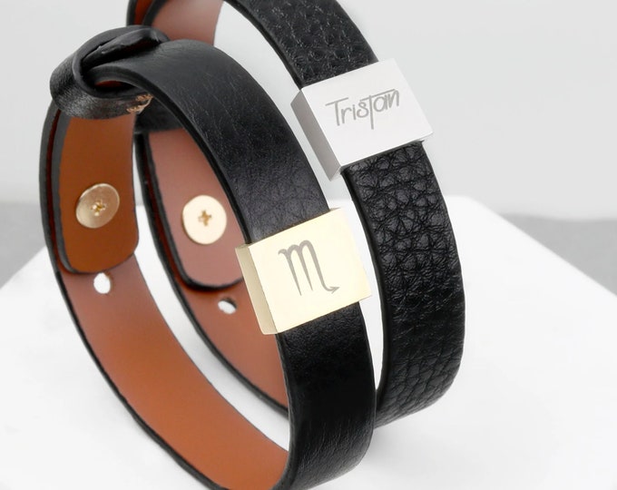 Leather Bracelet for Fathers Day Gift, Personalized Men Jewelry Bracelet, Handmade Leather Jewelry, Birthday Gift for Boyfriend Husband