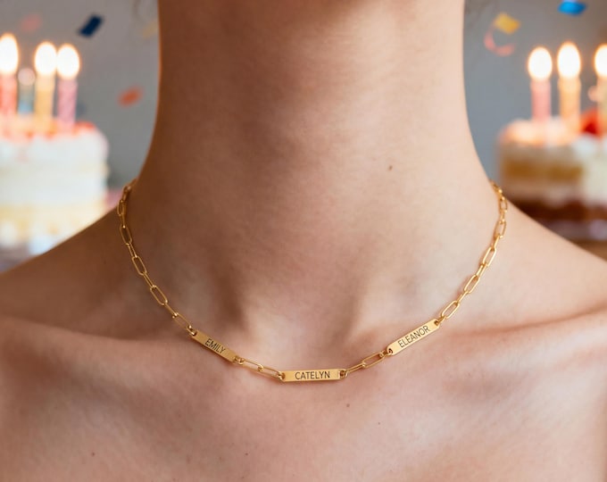 Birthday Gift for Her Personalized Engraved Necklace Custom Name Bar Necklace 30th 40th 50th Birthday Gift Women