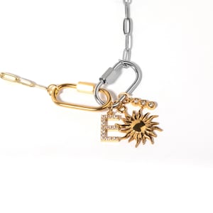 Mixed Metal Necklace with Charms, Custom Gold and Silver Necklace, Trendy Mixed Metal Jewelry, Summer Fashion Jewelry