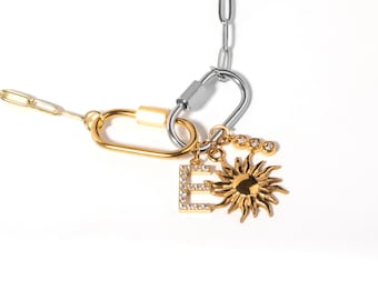Mixed Metal Necklace with Charms, Custom Gold and Silver Necklace, Trendy Mixed Metal Jewelry, Summer Fashion Jewelry