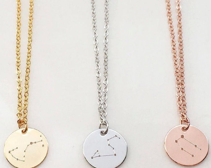 Personalized Zodiac Necklace Constellation Necklace Celestial Jewelry Astrology Birthday Gift Star Sign Gemini Aries LEO Pisces Virgo